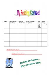 English Worksheet: My Reading Contract