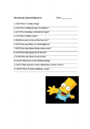 English worksheet: The Simpsons Worksheet, Season 20 Episode 12 