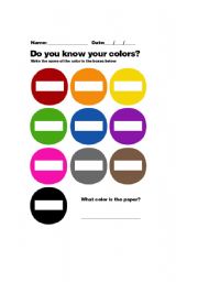 English worksheet: Do you know your colors?