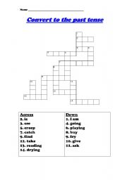 English worksheet: pass tense crossword