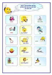 English Worksheet: Action verbs_can/cant