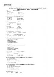 English worksheet: 1st exam for 6th grades