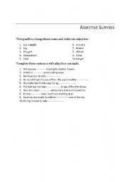English Worksheet: Adjective Suffixes