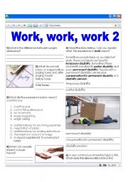 English Worksheet: Work related vocabulary - money and accidents (+ key)