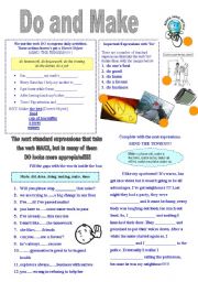 English Worksheet: Do and make