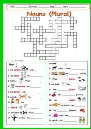 NOUNS (PLURAL) Part 2 (key included)