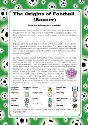 The Origins of Football (Soccer) - 2 pages + key
