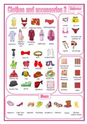 Clothes and accessories 2: a pictionary (editable)