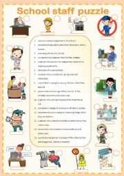 English Worksheet: School staff puzzle 3/3