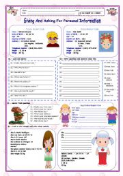 GIVING AND ASKING FOR PERSONAL INFORMATION (2 Worksheets )