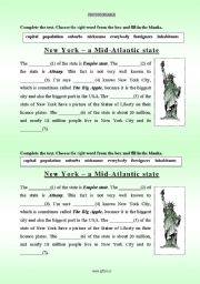 English Worksheet: The state of NEW YORK - test + answer key