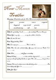 English Worksheet: New Moon Trailer Activities - With Answer Keys for teachers!!!