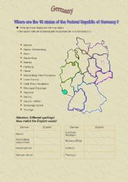 English Worksheet: The 16 states in Germany