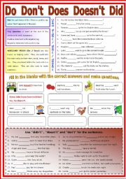 Auxiliary Verb Do / dont / Does / Doesnt / Didnt   (B/W - Keys included)