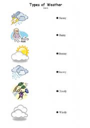 English Worksheet: Different Types of Weather