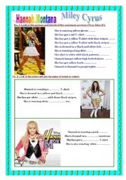 Hannah Montana - clothes, colours, reading, colouring.