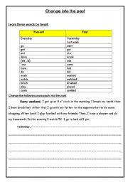 English Worksheet: Change into the past