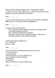English Worksheet: Feature Story Writing assignment