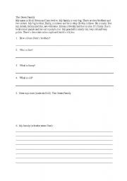 English Worksheet: family