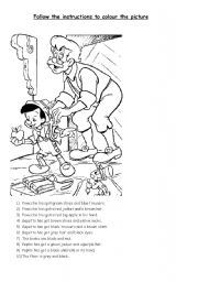 English Worksheet: Follow the instructions and colour the picture