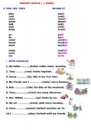 English worksheet: present smple