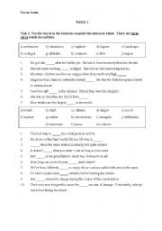 English Worksheet: lexis