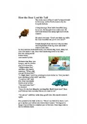 English Worksheet: The bear who lost its tail