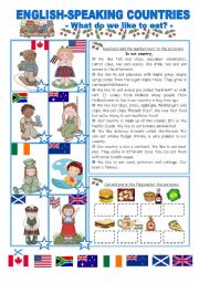 English Worksheet: ENGLISH-SPEAKING COUNTRIES (19)- What do we like to eat?