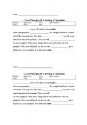 English Worksheet: How to Carve a Pumpkin Cloze Activity