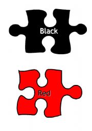 English Worksheet: Coloured Puzzle Pieces