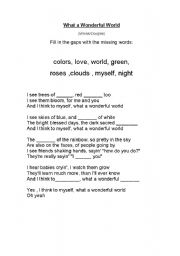 English worksheet: Song: What a Wonder ful World