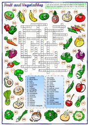  Fruit and vegetables (3 of 3): Crossword
