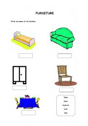 English worksheet: Furniture