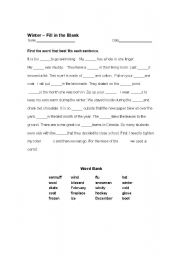 English Worksheet: Winter Vocabulary Worksheet
