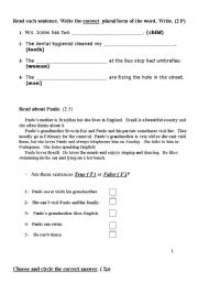 English worksheet: revision