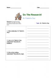 English worksheet: St Patricks Day