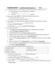 English Worksheet: Adjectives with  ing and  ed