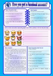 Have you got a Facebook account? - moods, writing and comprehension (fully editable)