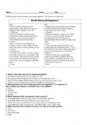 English Worksheet: Should women work as engineers?