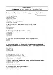 English Worksheet: Questionnaire on Shemaz written by Eric Orton, 2005