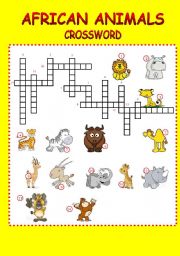 English Worksheet: crossword-african animals