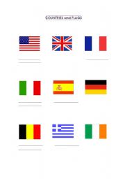 English worksheet: Flags and Countries