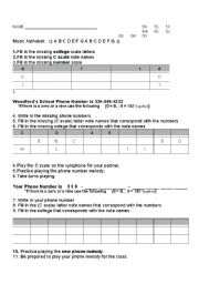 English Worksheet: Musical Cell Number