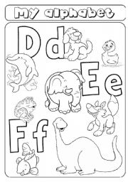 English Worksheet: My alphabet - letters d  e f - animals