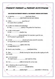 English Worksheet: PRESENT PERFECT & PRESENT CONTINUOUS