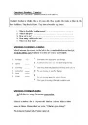 English worksheet: final test grade 9