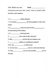 English Worksheet: Was Were use