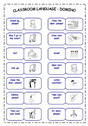 English Worksheet: Classroom Language Domino