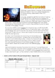 Halloween - reading - past simple - ESL worksheet by rachelivn