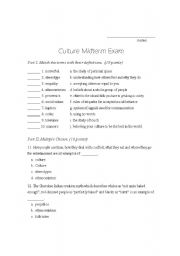 English worksheet: culture review